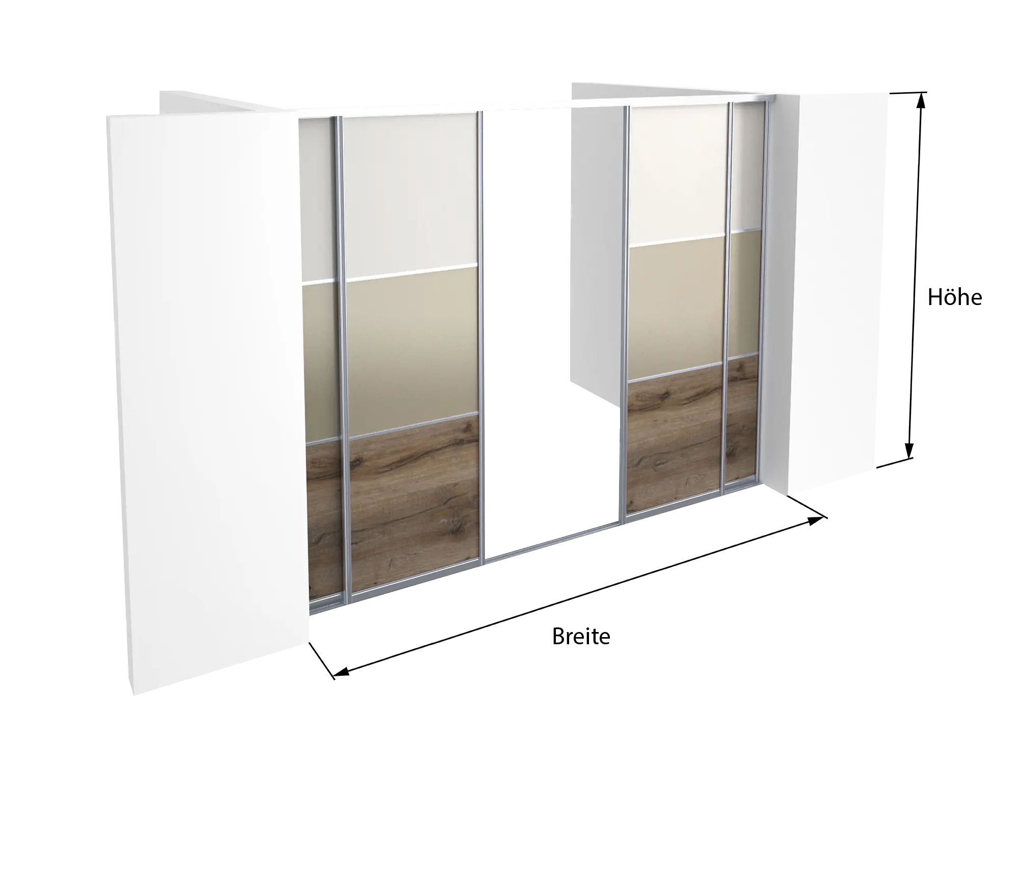 Spiegelschiebetüren nach Maß von Wand zu Wand und vom Boden bis zur Decke